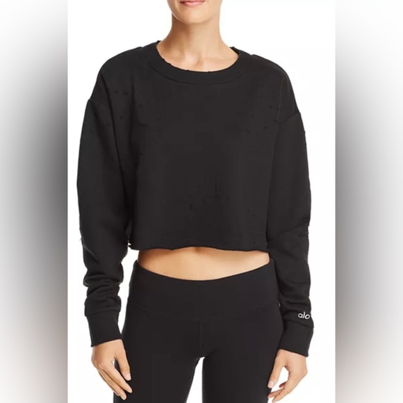 ALO Yoga Sweaters - Alo Yoga Distressed Cropped Sweater